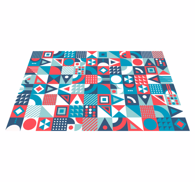 Geometrisch Abstract Patroon vinyl vloerkleed woonkamer - TenStickers