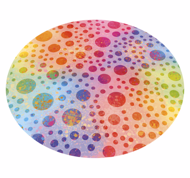 Kleurrijk gestippeld cirkelvormig ontwerp vinyl tapijt rond - TenStickers