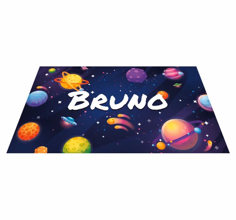 Ruimte Thema Ontwerp Vinyl tapijt met naam  - TenStickers