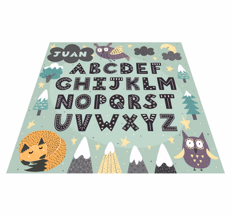 Alfabet Leermiddelen Vinyl vloerkleed met naam - TenStickers
