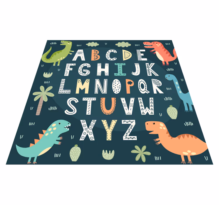 Alfabet met dinosaurus illustraties vinyl vloerkleed - TenStickers