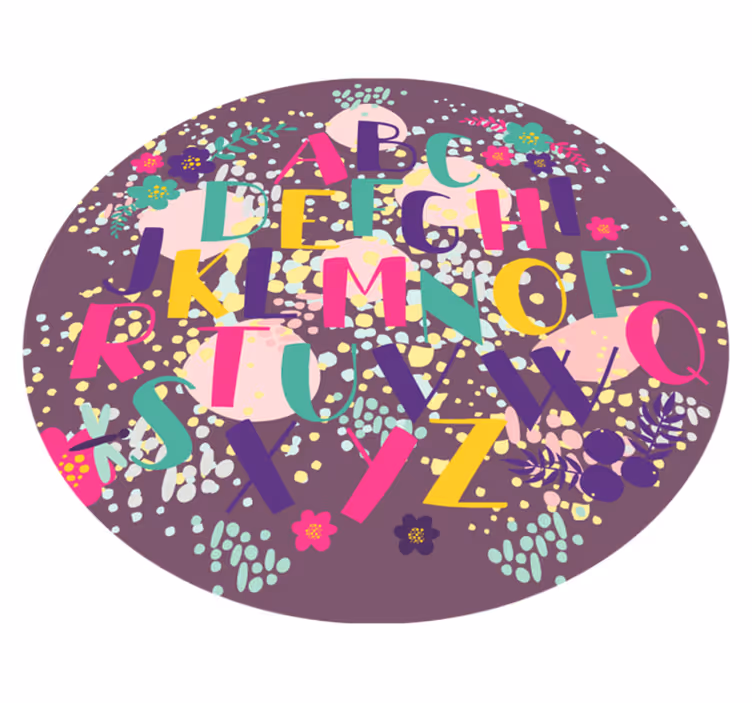Alfabetisch Educatief Schijf vinyl vloerkleed - TenStickers