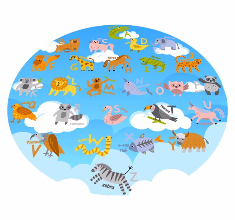Alfabetisch Dierenkring slaapkamer vinyl tapijt - TenStickers