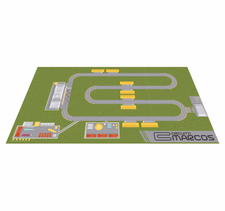 Racebaan speeltuin vinyl tapijt met naam - TenStickers