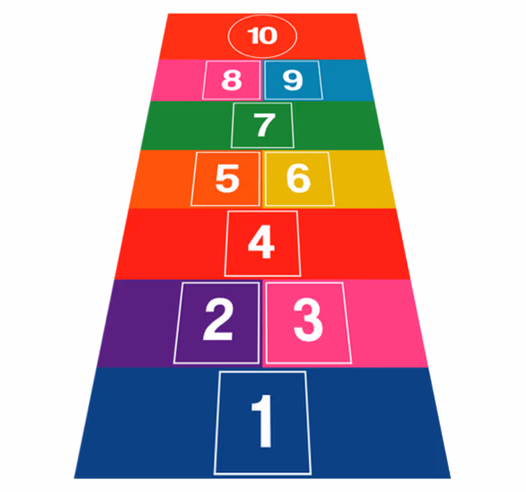 Kleurrijk hinkelen vinyl tapijt spel - TenStickers