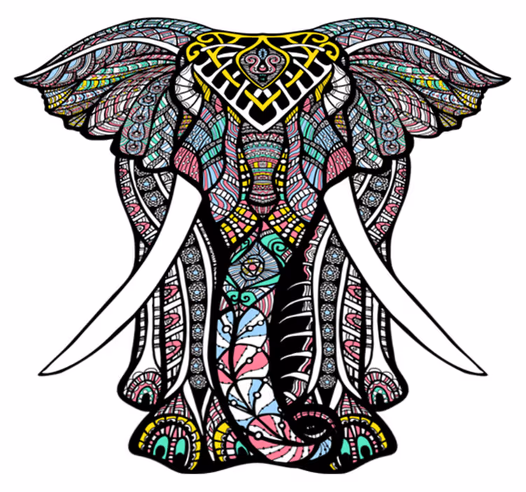 Gestileerde olifant dieren vinyl tapijt - TenStickers