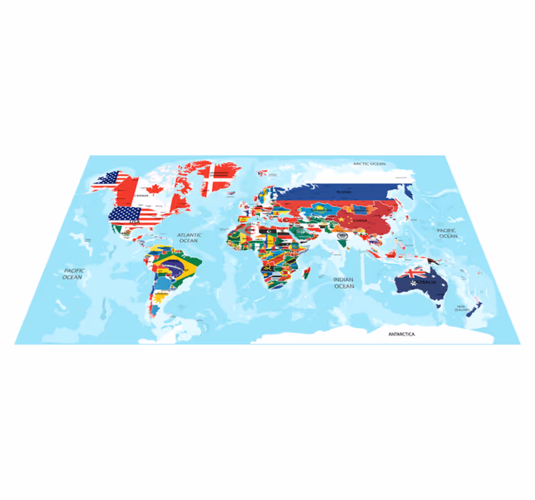 Wereld vlaggen kaart vinyl tapijt - TenStickers