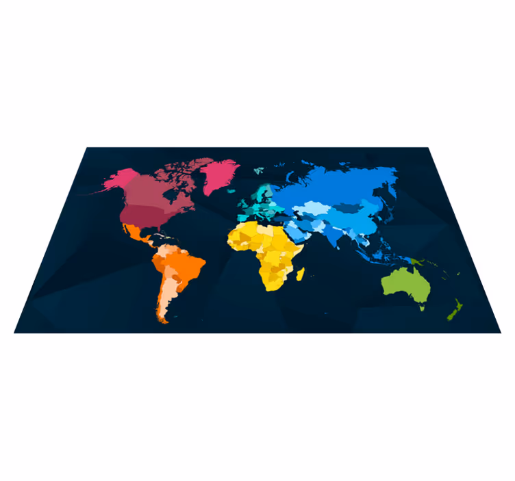Kleurrijke cartografie vinyl tapijt wereldkaart - TenStickers