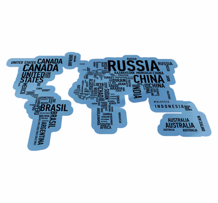 Geografische contour vinyl tapijt wereldkaart - TenStickers