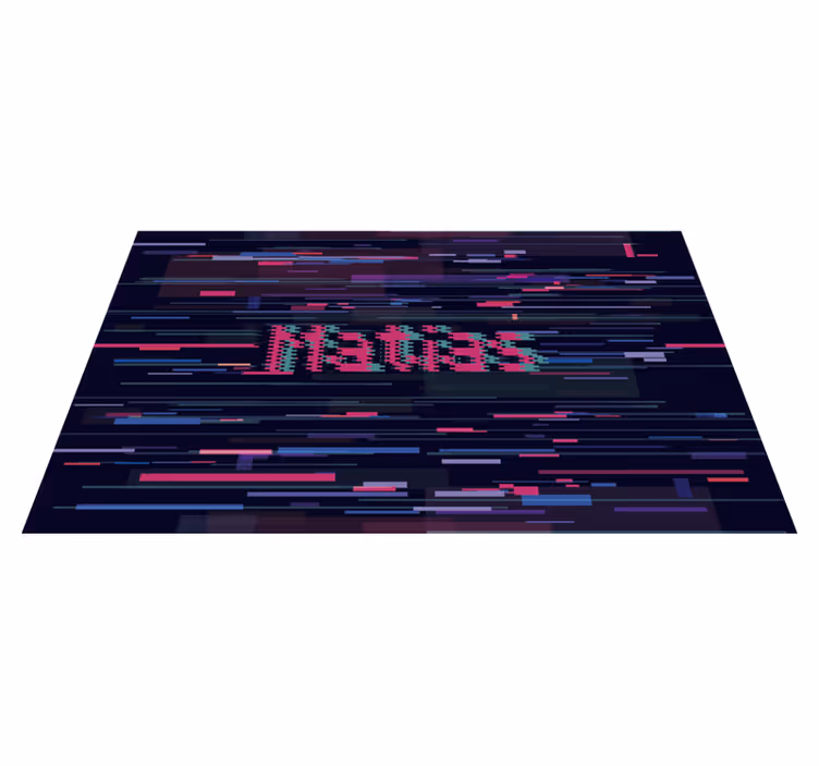 Gepersonaliseerde glitch-kunst vinyl tapijt met naam - TenStickers