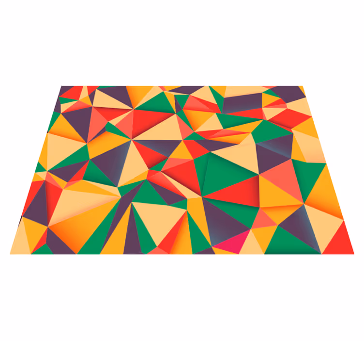 Kleurrijke driehoekige compositie vinyl tapijt geometrisch - TenStickers