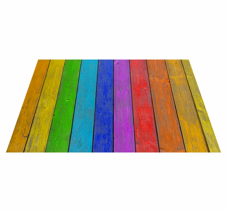 Regenboog plank structuur vinyl tapijt textuur - TenStickers