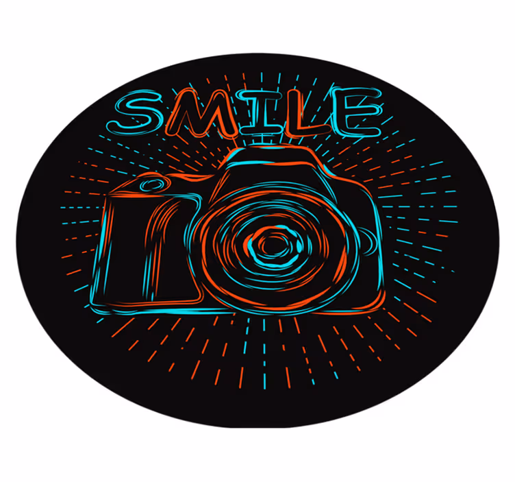Neon camera illustratie vinyl tapijt kind - TenStickers