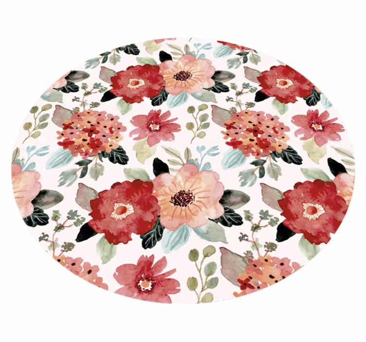 Bloemencirkelmotief vinyl tapijt bloemen en planten - TenStickers