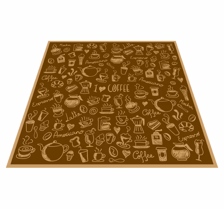 Koffie doodle collectie vinyl tapijt keuken - TenStickers