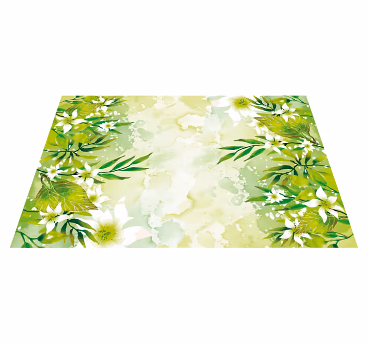 Botanisch groen vinyl tapijt bloemen en planten - TenStickers