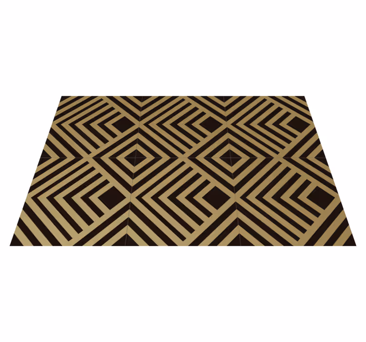 Beige hoekige strepen vinyl tapijt geometrisch - TenStickers