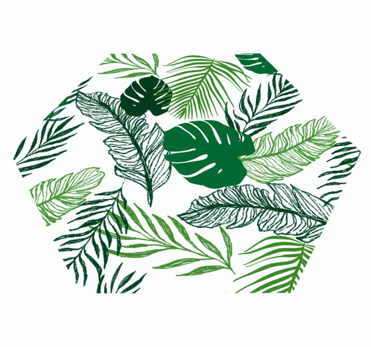 Tropische bladzeshoek vinyl tapijt bloemen en planten - TenStickers