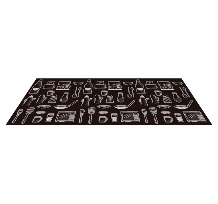 Rechthoekig keukengereedschap modern vinyl tapijt - TenStickers