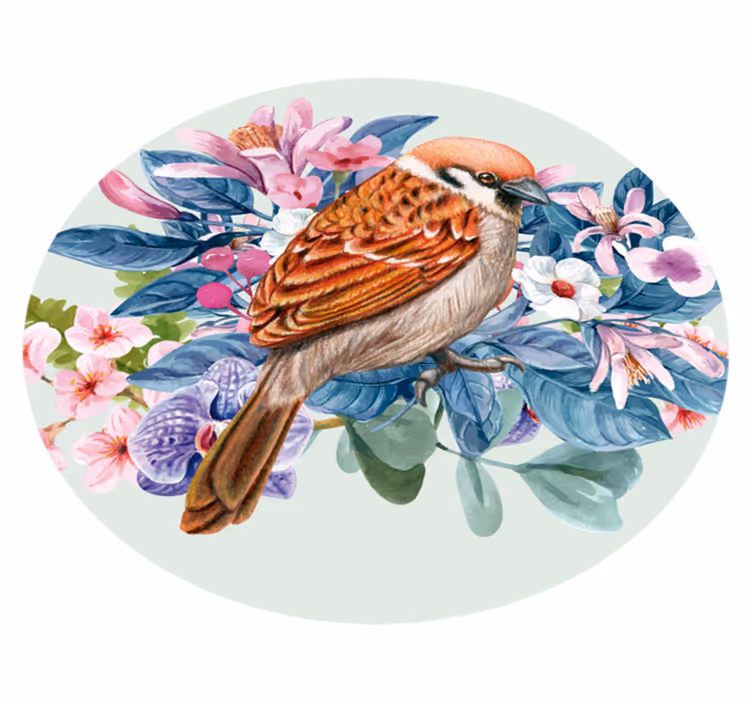 Bloemenfauna-tentoonstelling vinyl tapijt bloemen en planten - TenStickers