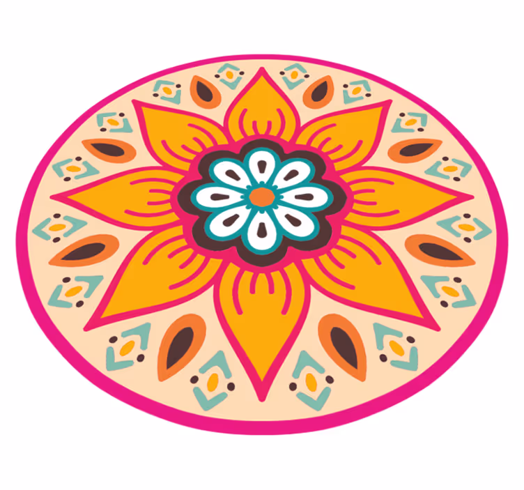 Cirkelvormig mandalamotief vinyl tapijt mandala - TenStickers