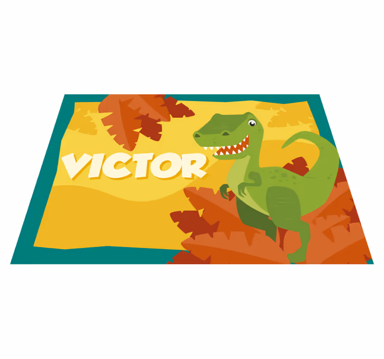 Personalisatie van dinosaurussen vinyl tapijt met naam - TenStickers