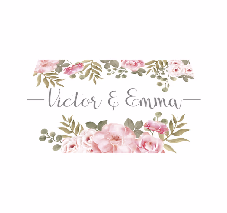 Gepersonaliseerde bloemen vinyl tapijt met naam - TenStickers