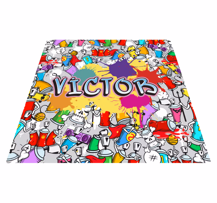 Aangepaste graffitistijl vinyl tapijt met naam - TenStickers