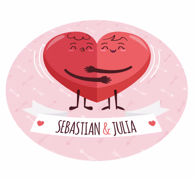 Gepersonaliseerde hartillustratie vinyl tapijt met naam - TenStickers