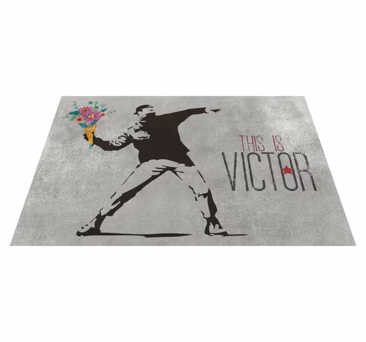 Gepersonaliseerd boeket vinyl tapijt met naam - TenStickers