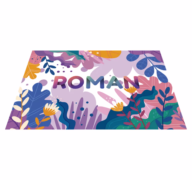 Gepersonaliseerde botanisch vinyl tapijt met naam - TenStickers