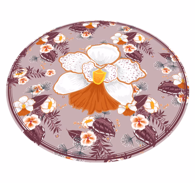 Bloemenpatroon cirkel vinyl tapijt bloemen en planten - TenStickers