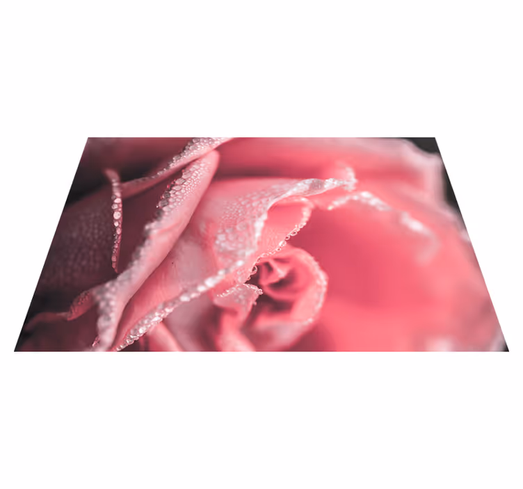 Bedauwde rozenblaadjes vinyl tapijt bloemen en planten - TenStickers