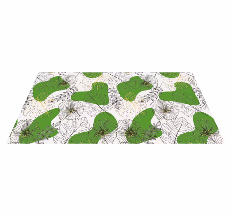 Tropische monstera vinyl tapijt bloemen en planten - TenStickers