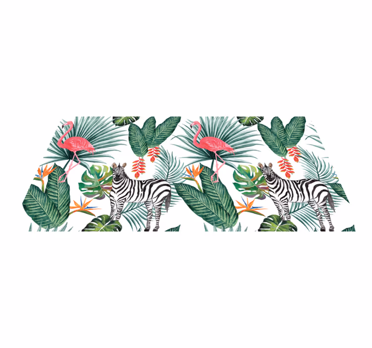 Tropische fauna in de natuur dieren vinyl tapijt - TenStickers