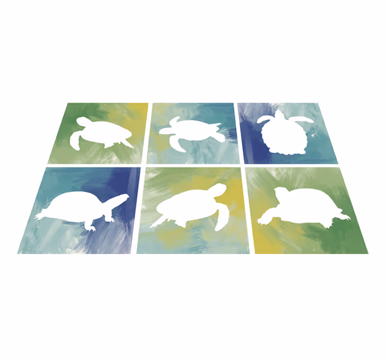 Schildpad silhouet mozaïek dieren vinyl tapijt - TenStickers