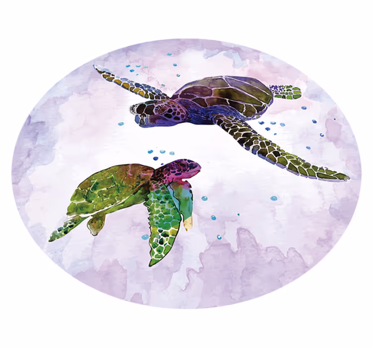 Duo zeeschildpadden dieren vinyl tapijt - TenStickers