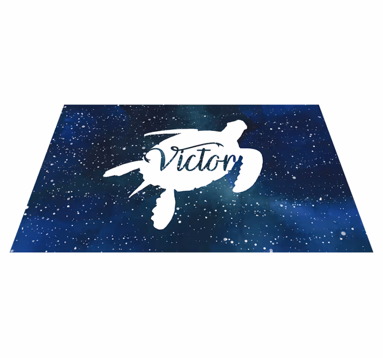 Schildpad in de melkweg met naam dier vinyl kleed - TenStickers