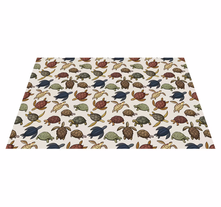 Schildpad illustratie dieren vinyl tapijt - TenStickers