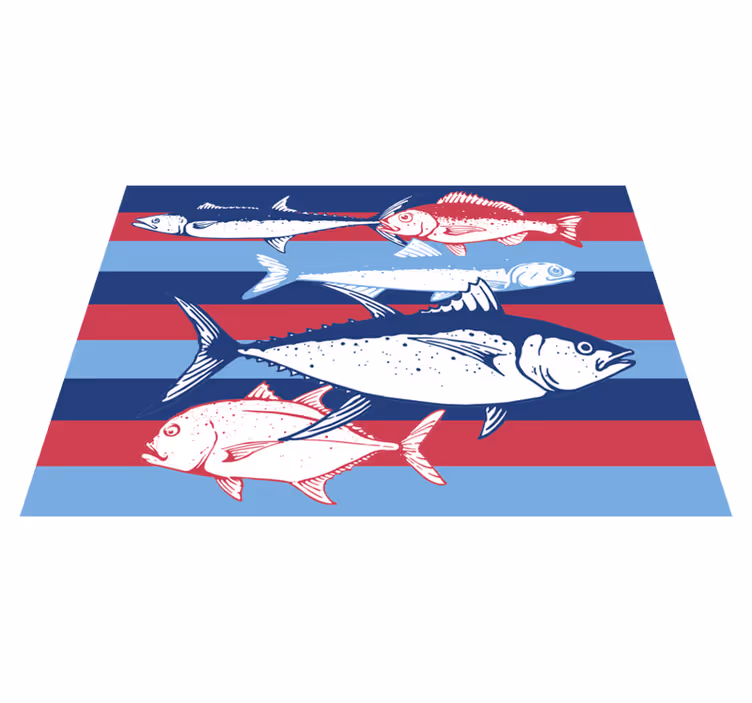 Vis streep illustratie dieren vinyl tapijt - TenStickers