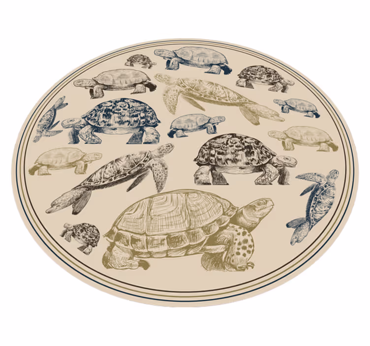 Schildpad illustraties dieren vinyl tapijt - TenStickers