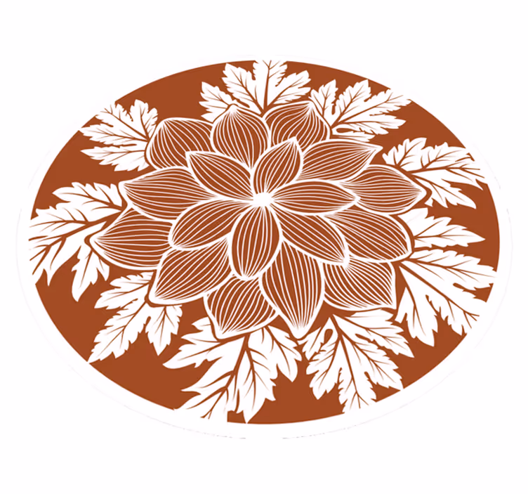 Botanisch motief middelpunt vinyl tapijt bloemen en planten - TenStickers