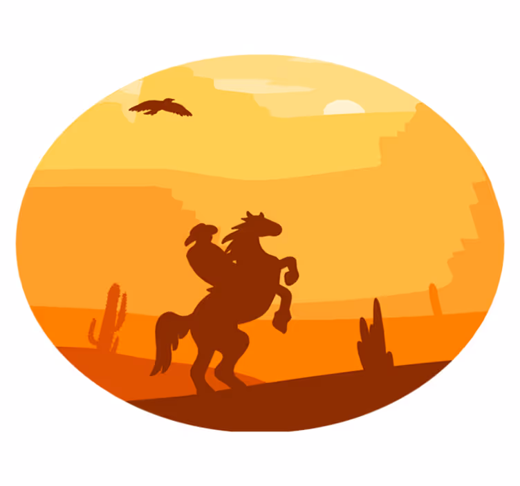 Zonsondergang silhouet dieren vinyl tapijt - TenStickers
