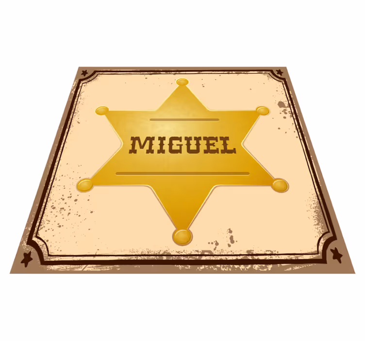 Gepersonaliseerde sheriff-badge vinyl tapijt met naam - TenStickers
