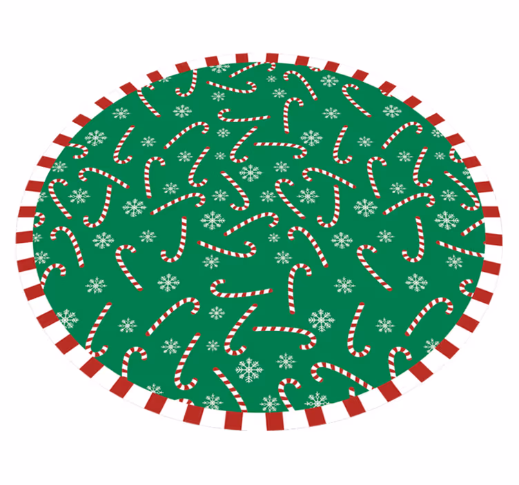 Snoepgoed cirkel vinyl tapijt kerstmis - TenStickers