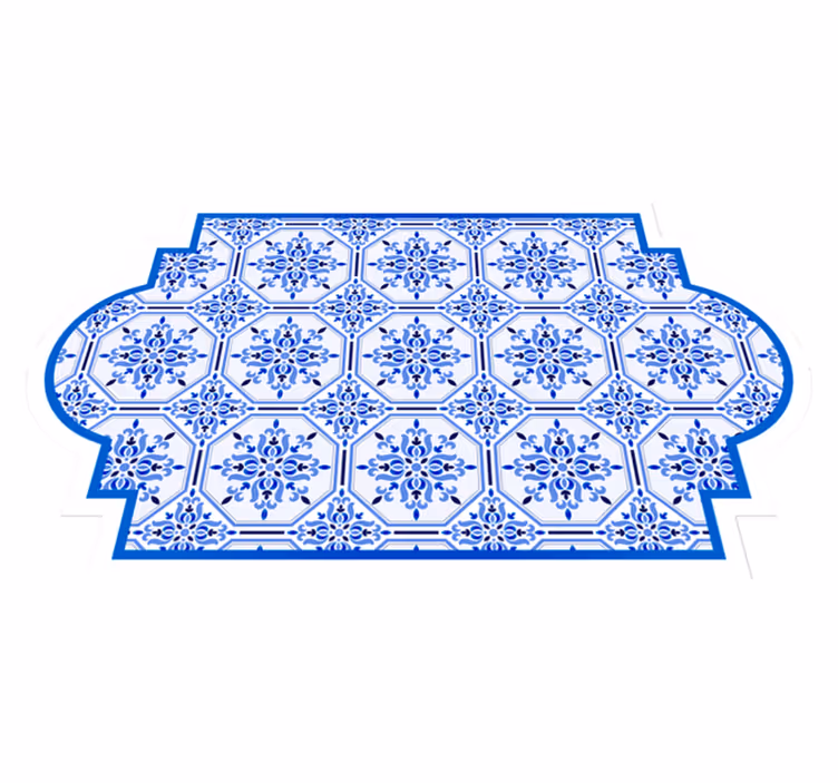 Vinyl tapijt tegels ornate blauwe tegels - TenStickers
