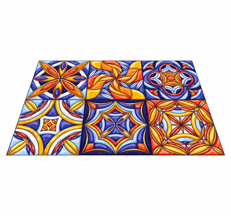 Artistiek tegelpatroon vinyl tapijt tegels - TenStickers