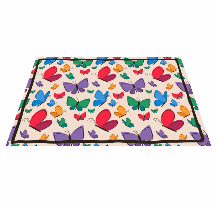 Overvloed aan vlinders vinyl tapijt bloemen en planten - TenStickers
