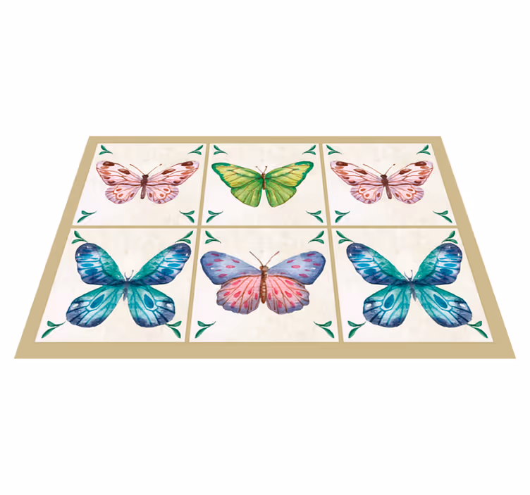 Vlinder illustratie dieren vinyl tapijt - TenStickers
