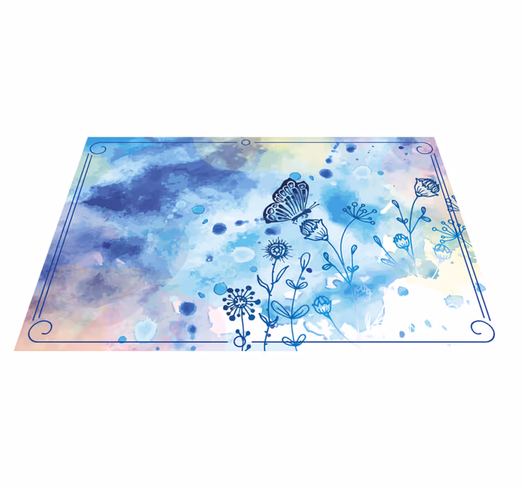 Bloemenwaterverf elegantie vinyl tapijt bloemen en planten - TenStickers